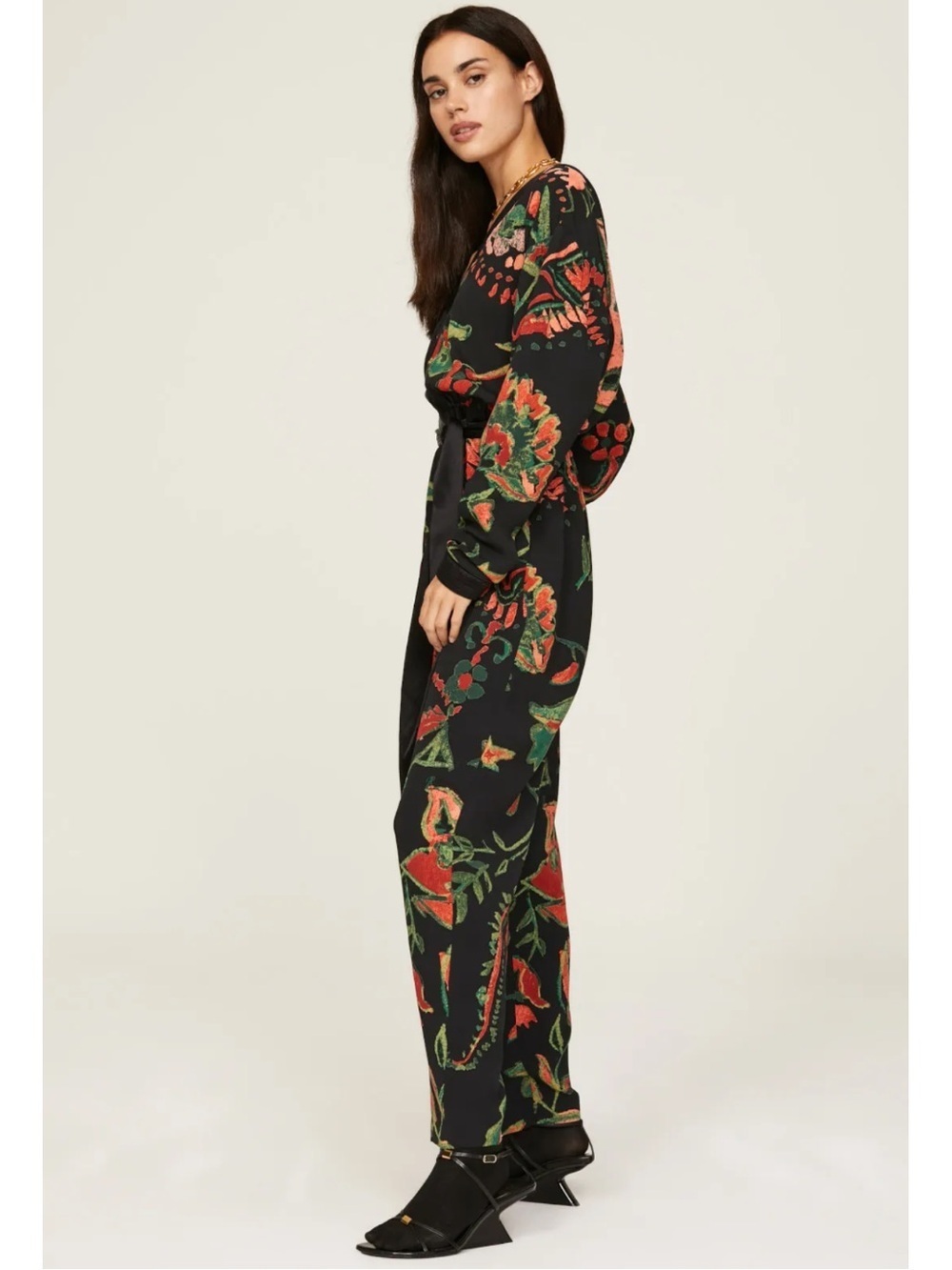Something Navy Tropical Floral V-Neck Jumpsuit - Picture 3 of 10